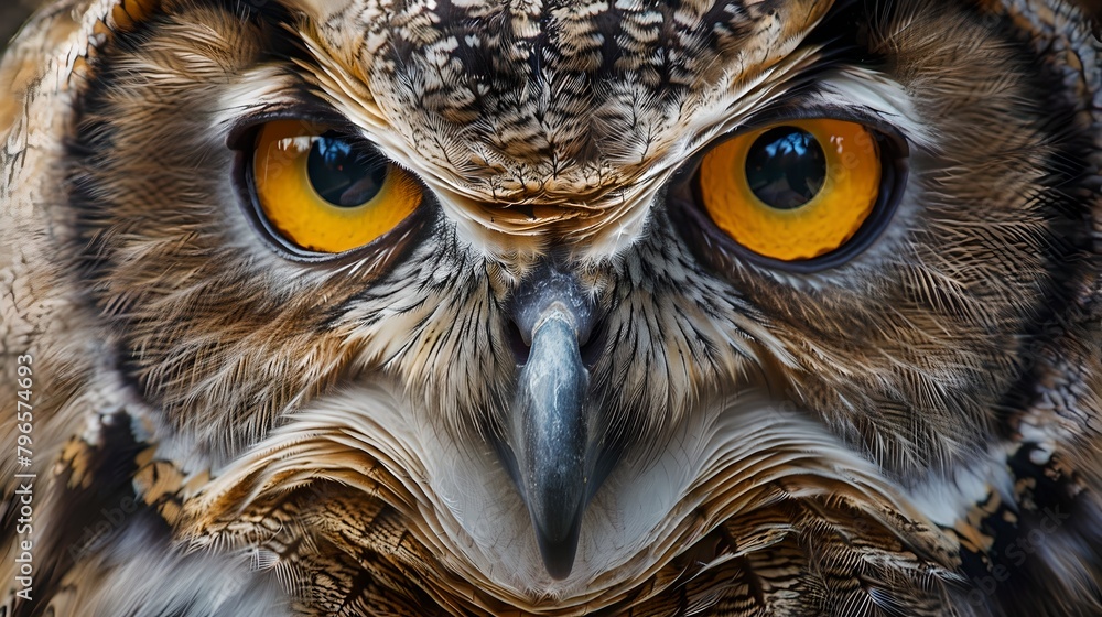 Close-Up Portrait of a Majestic Owl with Intense Yellow Eyes. Nature Photography That Captures the Soul of Wildlife. Perfect for Print and Digital Use. AI Close-Up Portrait of a Majestic Owl with Intense Yellow Eyes. Nature Photography That Captures the Soul of Wildlife. Perfect for Print and Digital Use. AI