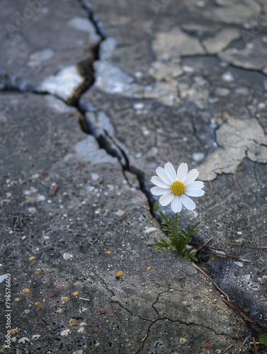 Flowers growing through cracks in concrete © wpw
