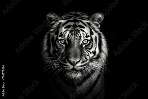 Face of bengal tiger monochrome wildlife animal