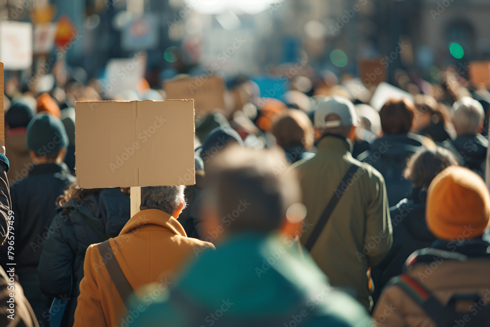 A vibrant image capturing a crowd of people marching in a climate protest, holding signs advocating for action against global warming and carbon dioxide emissions A vibrant image capturing a crowd of people marching in a climate protest, holding signs advocating for action against global warming and carbon dioxide emissions