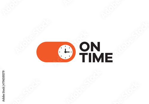 on off button with clock logo vector design