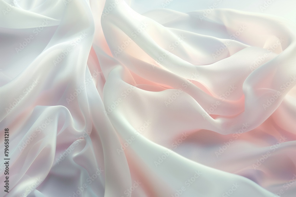Elegant folds of satin fabric with soft pastel colors creating an abstract background