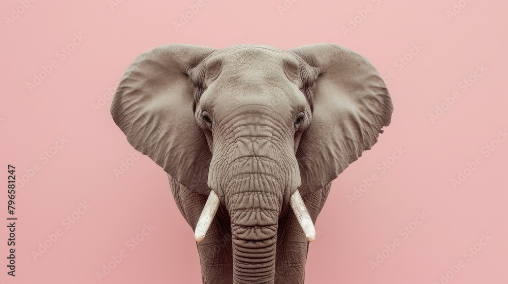Naklejka premium Elephant on a pink background