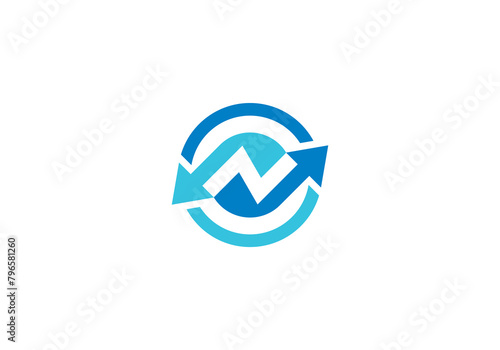 letter N financial logo. creative arrow globe icon design