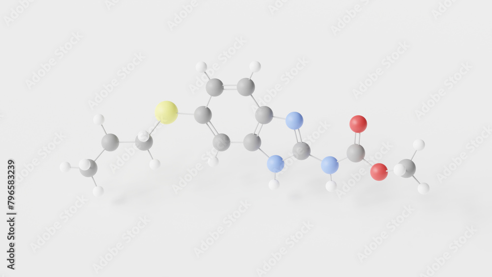 albendazole molecule 3d, molecular structure, ball and stick model ...