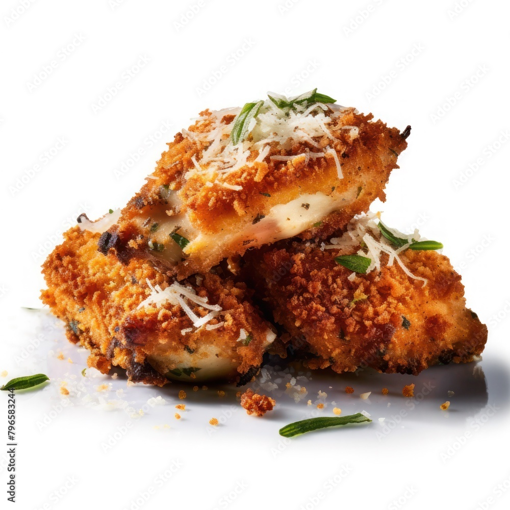 spicy fried chicken on a white background