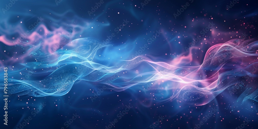 A blue and pink wave of light with a lot of stars and dust A blue and pink wave of light with a lot of stars and dust