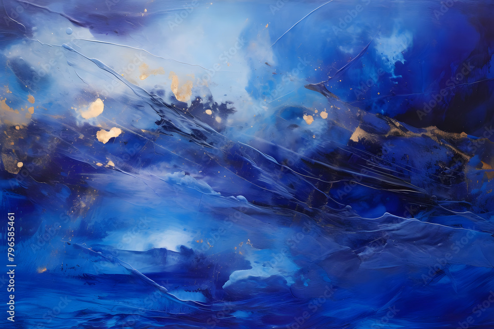 Cosmic Cobalt Crescendo, abstract landscape art, painting background, wallpaper, generative ai