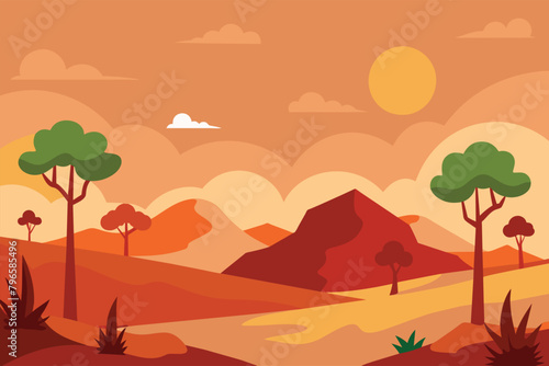 Desert forest landscape at daytime vector design © mobarok8888
