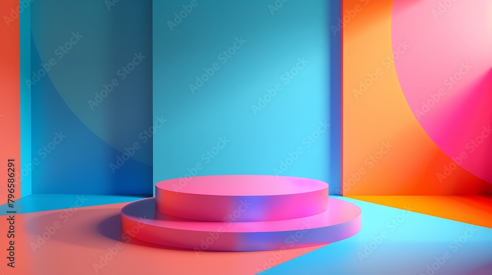 colorful background geometric shape abstract still life scene empty product stand podium in the room corner colorful background geometric shape abstract still life scene empty product stand podium in the room corner