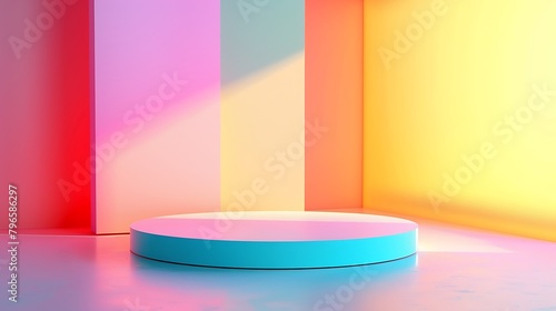 colorful background geometric shape abstract still life scene empty product stand podium in the room corner