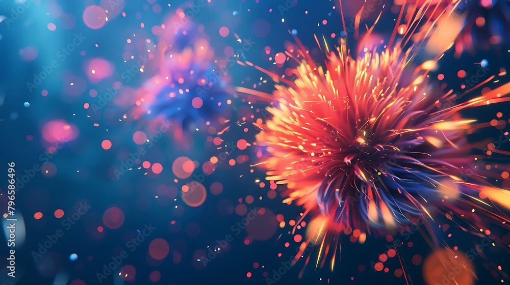 Fototapeta premium Colorful Fireworks on blue background