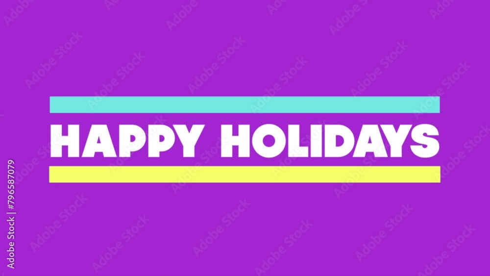 A festive image with a purple background and a colorful striped banner that says Happy Holidays. The vibrant colors create a cheerful atmosphere A festive image with a purple background and a colorful striped banner that says Happy Holidays. The vibrant colors create a cheerful atmosphere