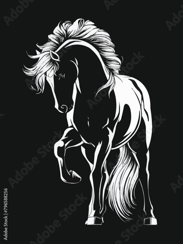 A mesmerizing ink horse art  that masterful vector art