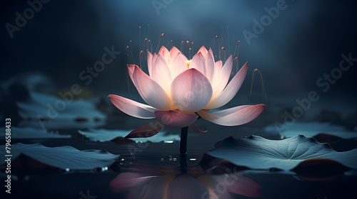 beautiful lotus gracefully poised on dark backdrop. photo