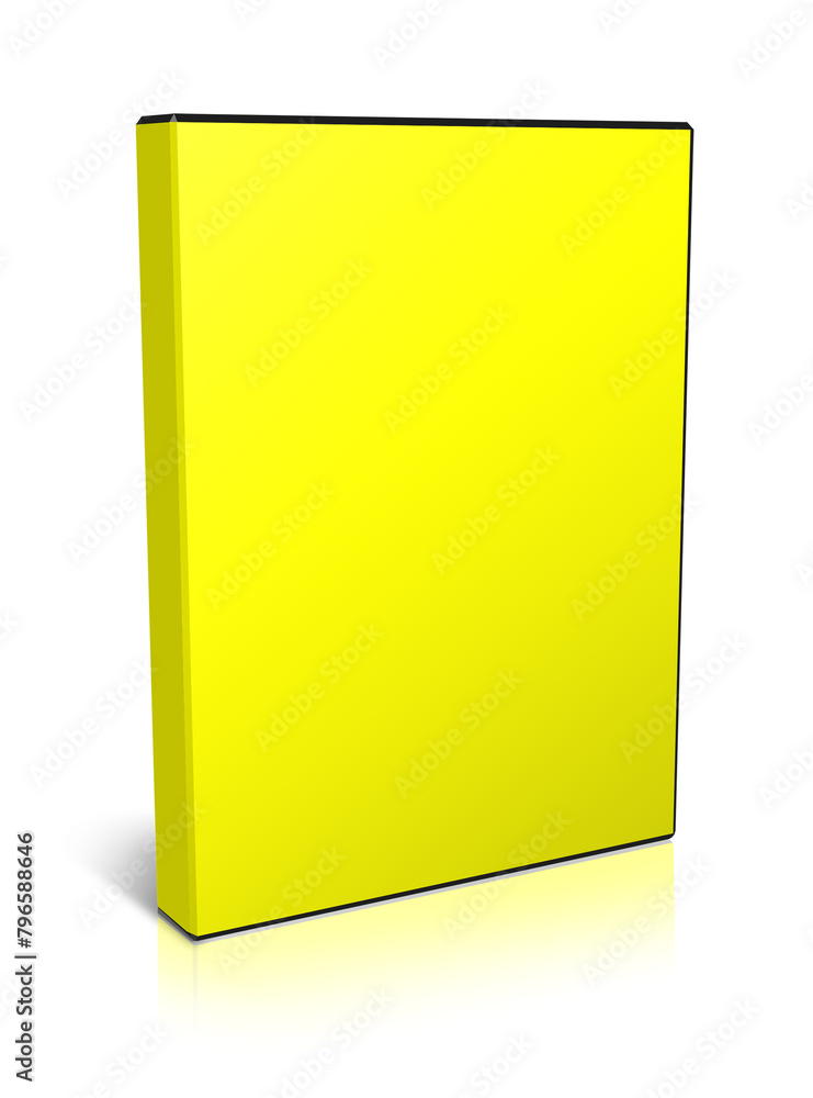 DVD box blank template yellow for presentation layouts and design. 3D rendering.