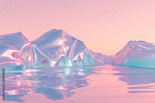 3d illustration in surreal abstract style of landscape outdoors iceberg nature.