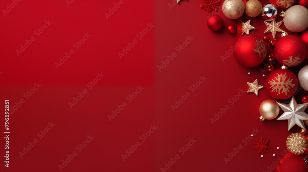 Creative christmas framei on red background. Xmas and New Year holiday, banner, postcard, invitation, celebration. Flat lay, top view. Creative christmas framei on red background. Xmas and New Year holiday, banner, postcard, invitation, celebration. Flat lay, top view.