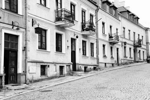 Sandomierz. Architecture of Poland. Black and white retro filter photo.