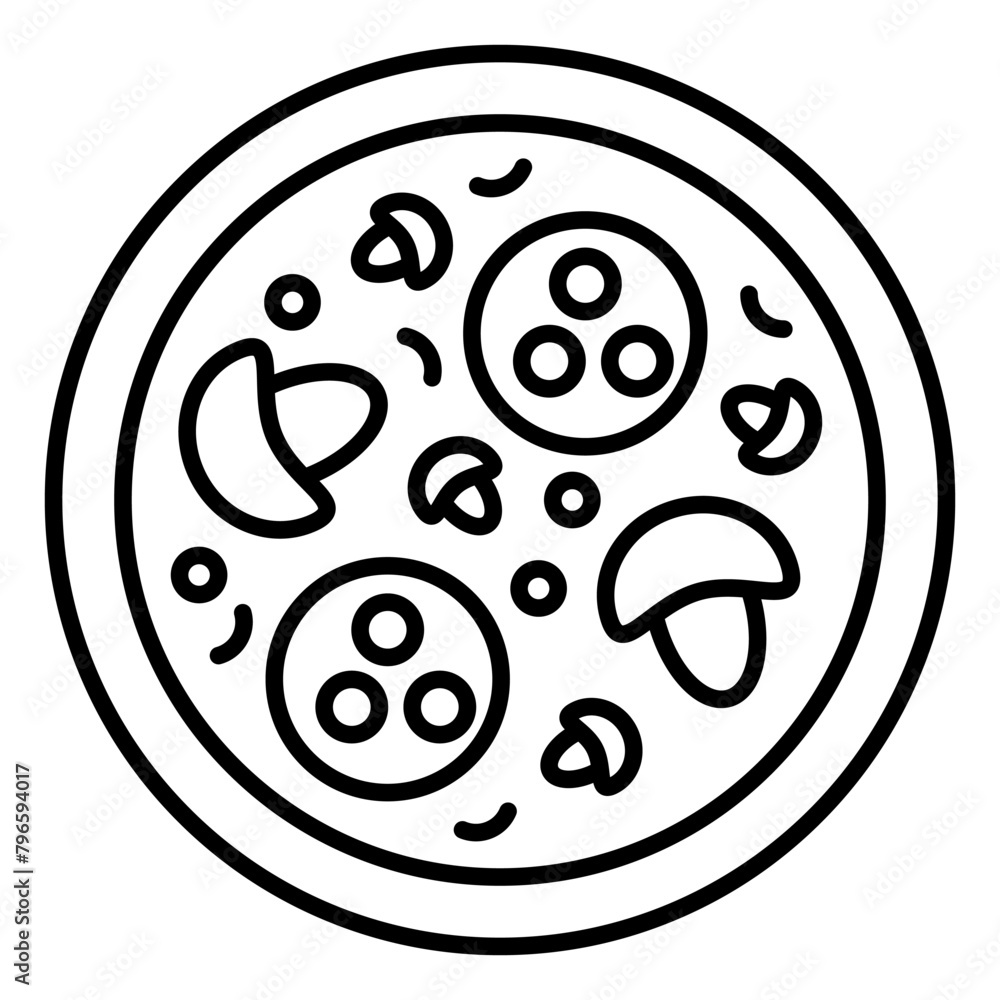 Mushroom pizza line icon. Back line pizza on white background. Vector illustration EPS 10 Mushroom pizza line icon. Back line pizza on white background. Vector illustration EPS 10