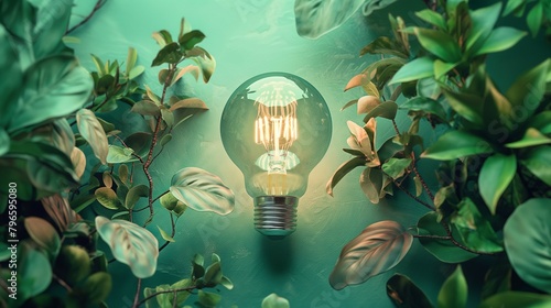 lightbulb in the grass inventing brilliant creative ideas photo