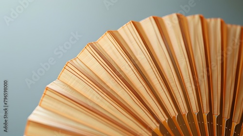 Close-up of a minimalist Japanese fan against a plain background, highlighting its delicate design.