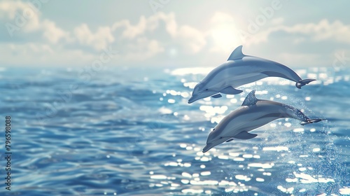 two dolphins jumping © SHAPTOS