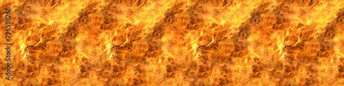 Seamless long banner, Fire flame texture. Blaze flames background.