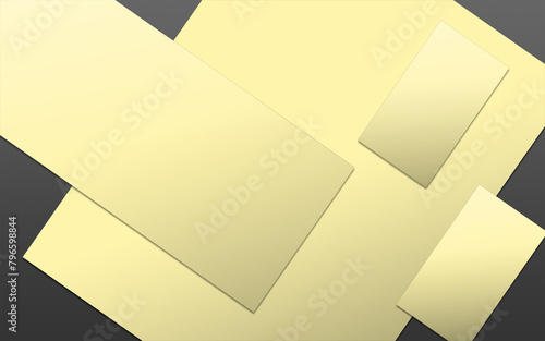 Yellow promotional paper blank template for presentation layouts and design. photo