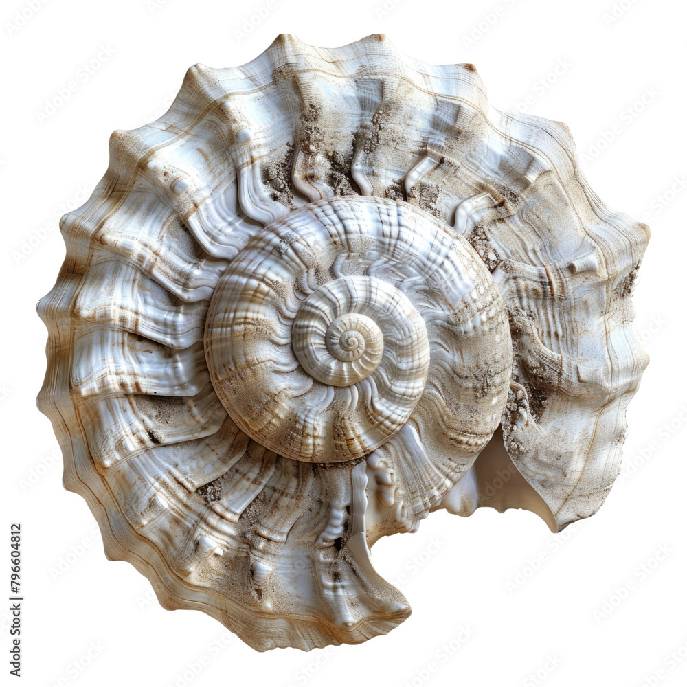 Obraz premium Spiral seashell isolated on transparent background