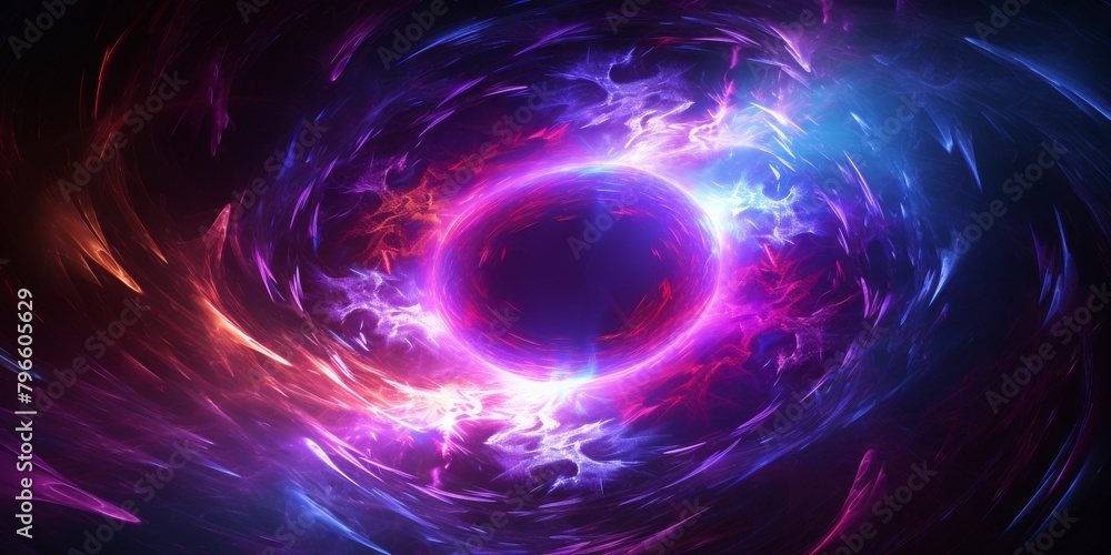 Illustration Of Mystical Space Whirlpool In Purple And Red. Galactic Swirl In Vivid Color. Generative AI Illustration Of Mystical Space Whirlpool In Purple And Red. Galactic Swirl In Vivid Color. Generative AI