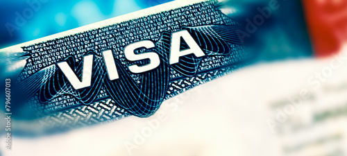 Visa concept background wallpaper with focused on typography, USA visa backdrop