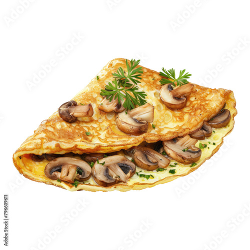 Tender omelet with Tender omelette with some mushrooms isolated on transparent backgroundsome mushrooms isolated on transparent background photo