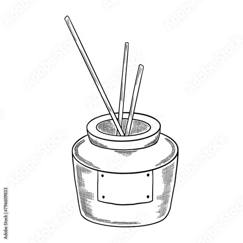 Contour air freshener. Linear outline apartment fragrance with sticks. Aromatherapy