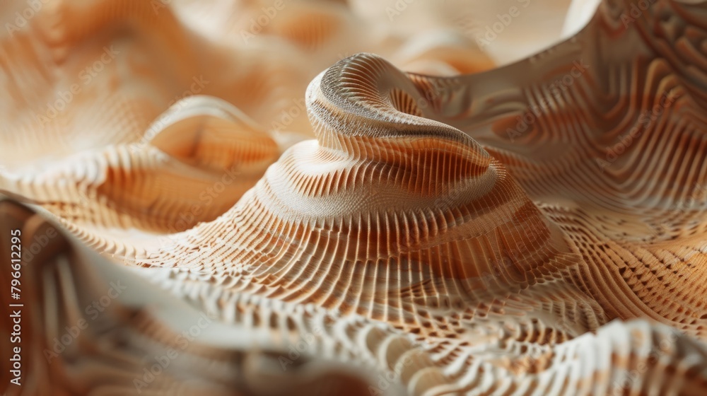 A close up of a highly detailed 3D rendering of a terrain made of intricate interlocking geometric shapes. A close up of a highly detailed 3D rendering of a terrain made of intricate interlocking geometric shapes.