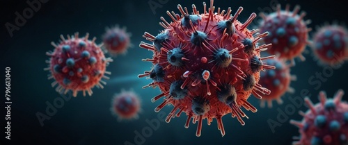3d rendered illustration of virus generated by AI