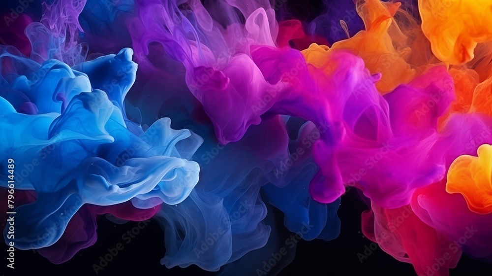 Obraz premium Splash of color paint, water or smoke on dark background, abstract pattern.