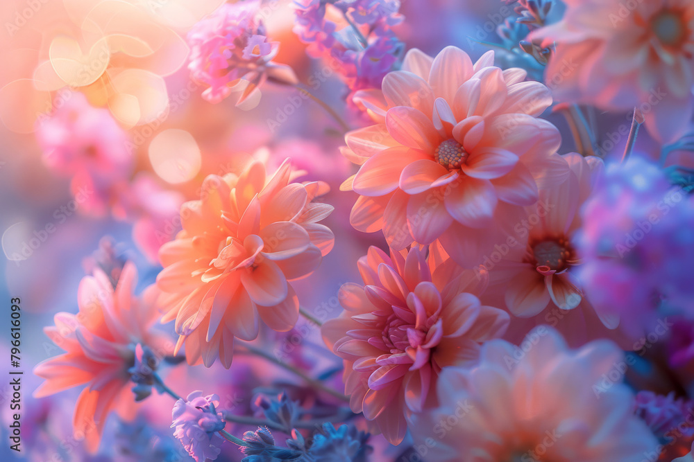 Vibrant Dahlia Blooms in Soft Pastel Hue Vibrant Dahlia Blooms in Soft Pastel Hue