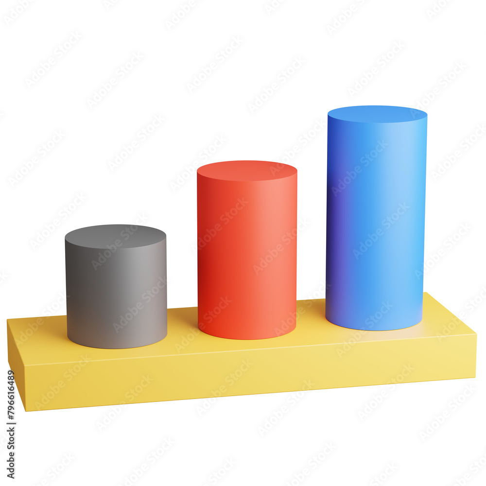 3d render of cylinder graph for icon. 3d render of cylinder graph for icon.