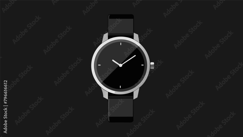 A minimalist watch with a sleek black face and silver detailing a modern and luxurious statement piece..