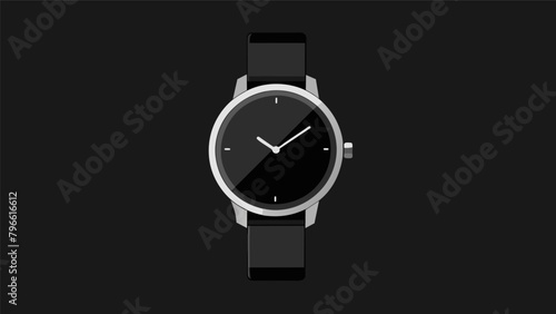 A minimalist watch with a sleek black face and silver detailing a modern and luxurious statement piece..