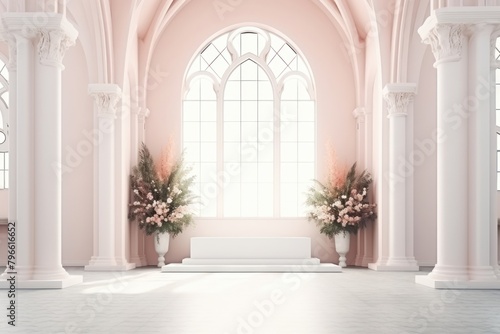 Wedding church decoration gradient background architecture building worship.