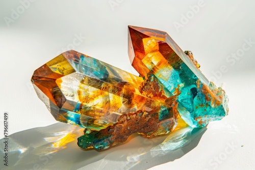 Handmade Epoxy Resin Crystal, Crystal Bijouterie Imitation on White Background photo