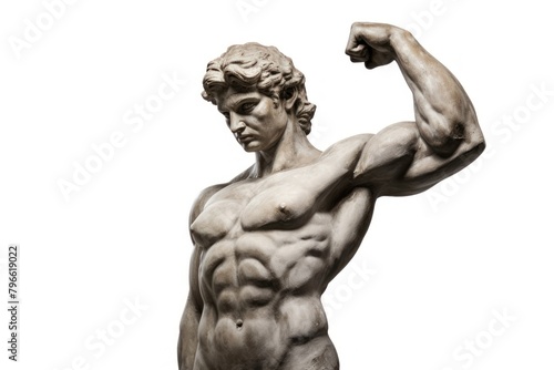 Greek sculpture flexing muscle statue adult male.