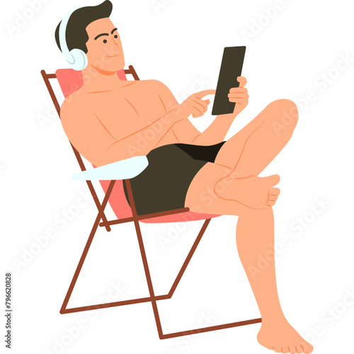 People sitting on a beach chair