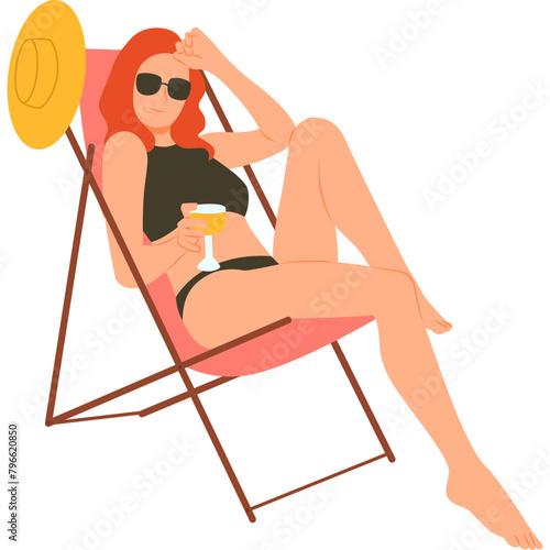 People sitting on a beach chair