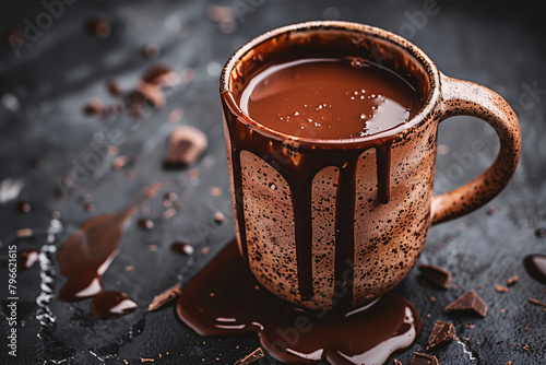 hot dark chocolate advertising photo with thick dark chocolate drink © Erzsbet