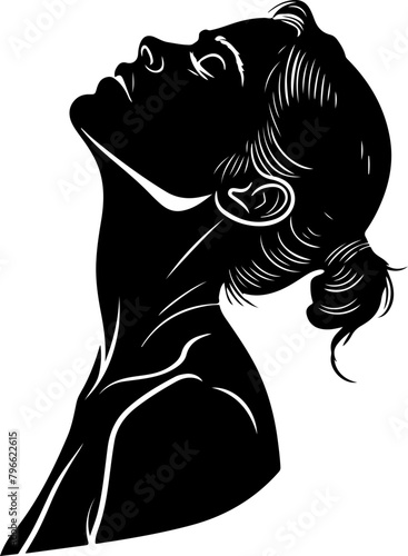 Graceful Woman in Relief Pose Silhouette
