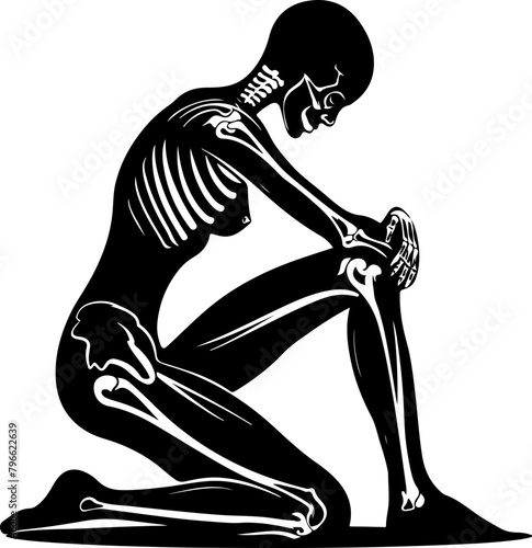 Human Skeleton in Pain Pose Silhouette