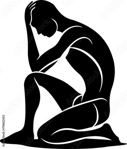 Depression Silhouette in Seated Pose